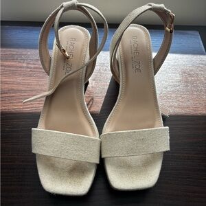 Rachel Zoe Neutral Beige Ankle-Strap Square Toe Sandals